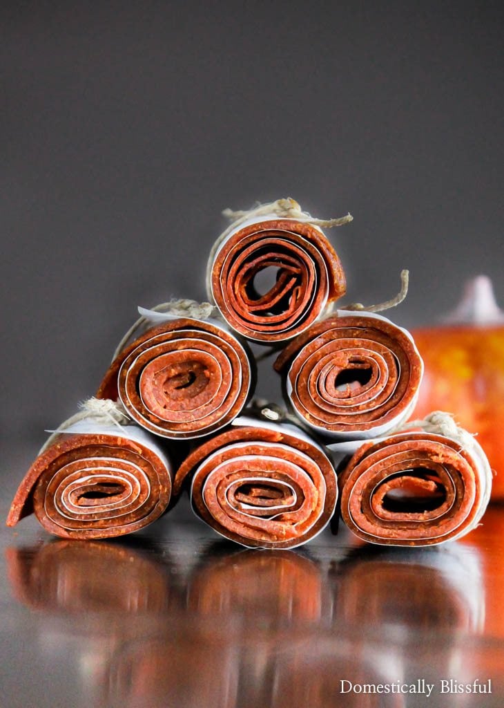 Pumpkin Spice Fruit Leather Rolls