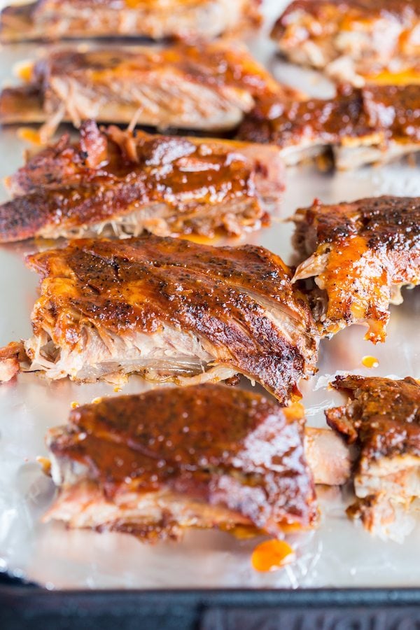 Slow Cooked Oven BBQ Bourbon Ribs