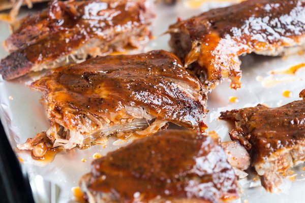 Slow Cooked Oven BBQ Bourbon Ribs