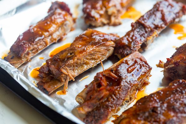 Slow Cooked Oven BBQ Bourbon Ribs