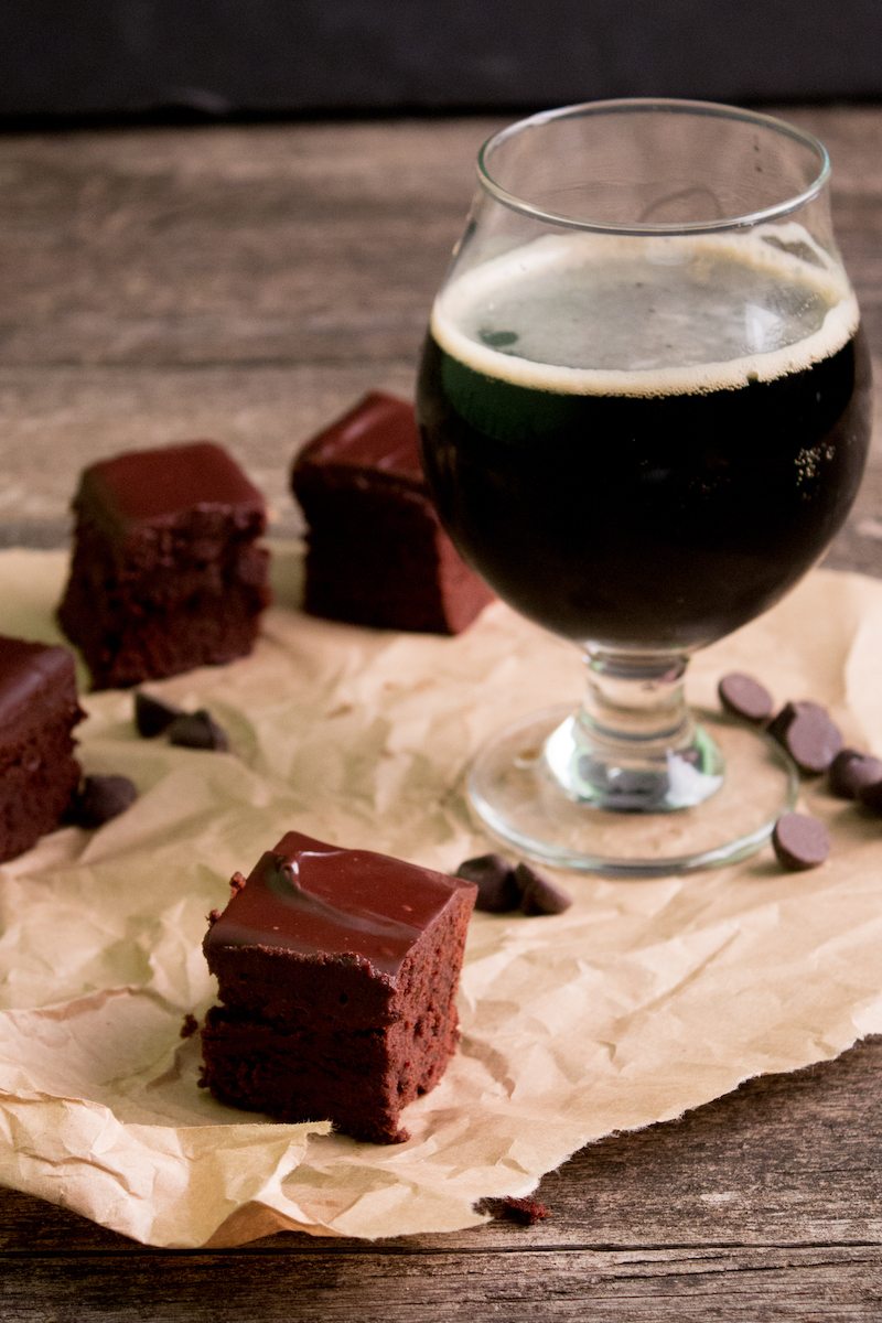Stout Beer Brownies with Ganache