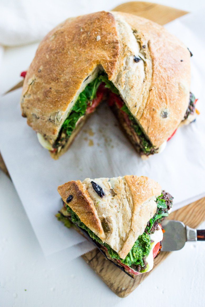 Eggplant Muffuletta Sandwich on the Grill