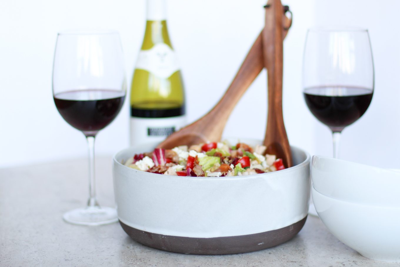 Hearty Chopped Salad and Beaujolais Wine