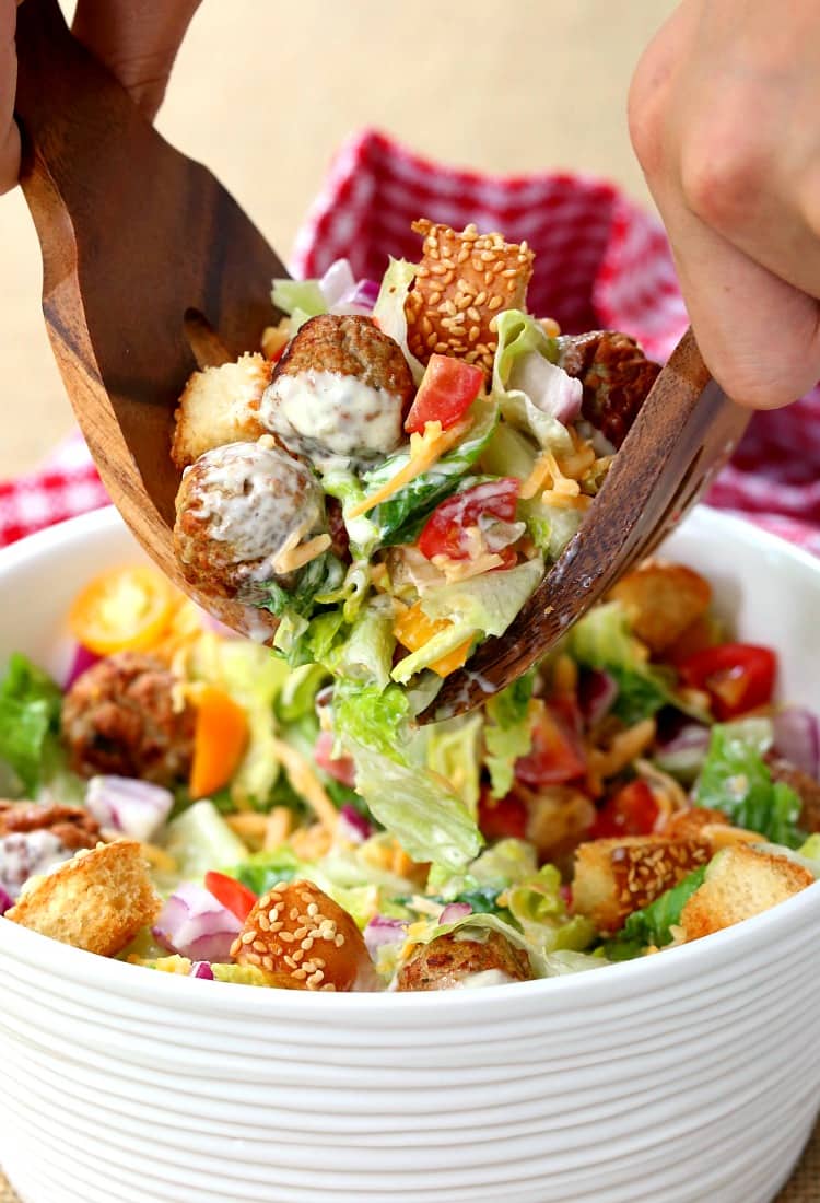 Cheeseburger Salad and Creamy Pickle Dressing