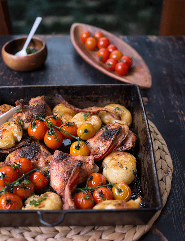 Easy One-Pan Chicken and Potatoes with Herb Sauce