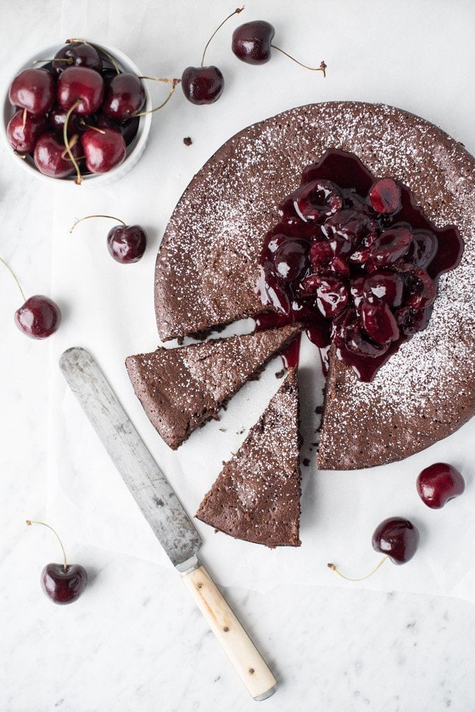 Cherry Compote and Dark Chocolate Torte