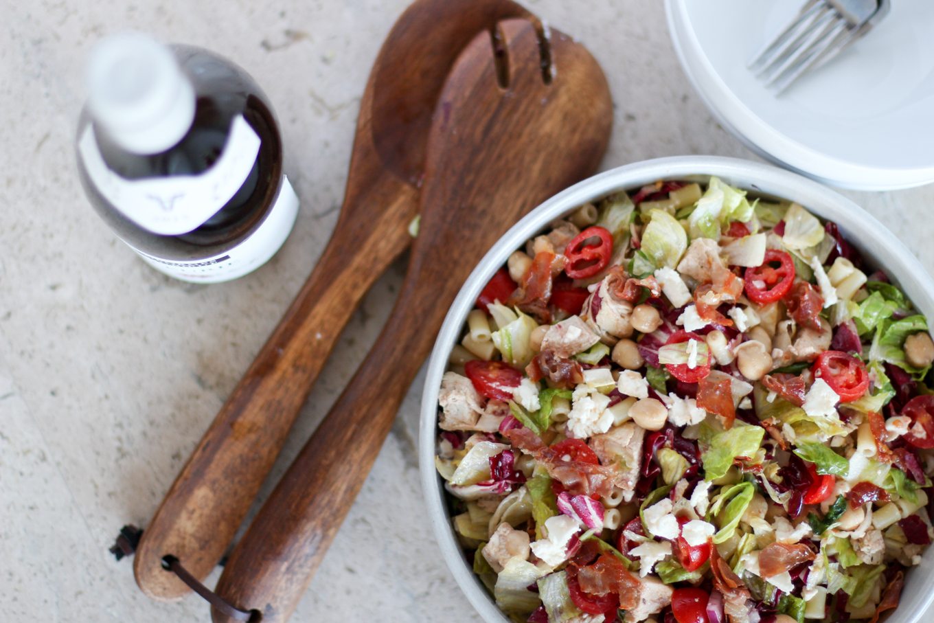 Hearty Chopped Salad and Beaujolais Wine