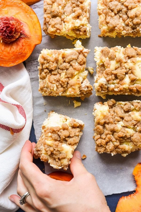 Peach Crumble Cheesecake Bars