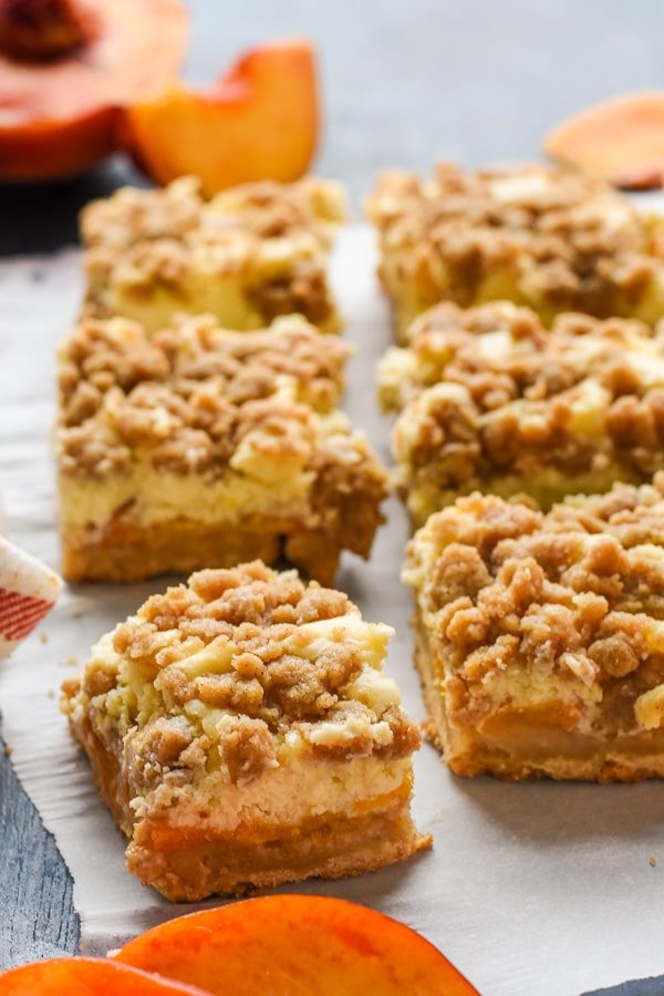 Peach Crumble Cheesecake Bars