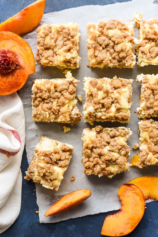 Peach Crumble Cheesecake Bars