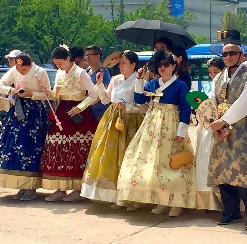 Wearing rented hanbok for free entrance