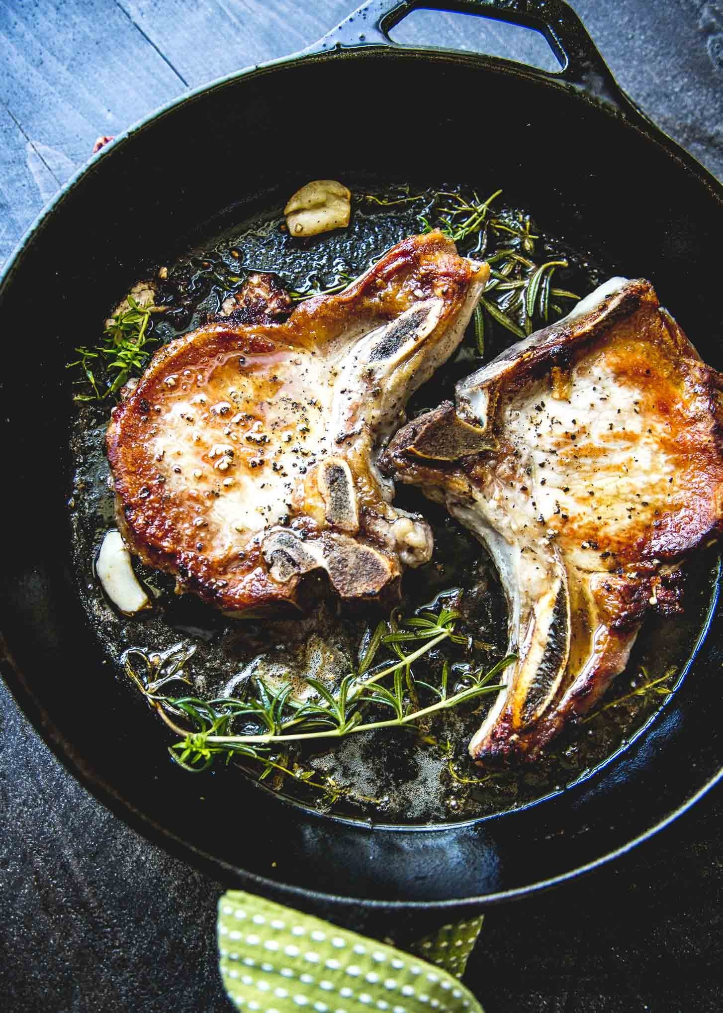 Apple Chutney and Herb Pork Chops with Beaujolais Wine