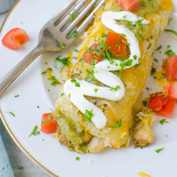 Pork Green Chile and White Bean Enchiladas