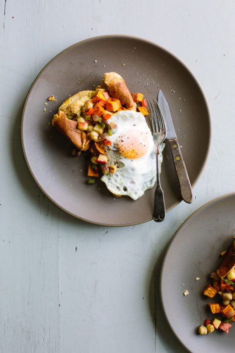 Sweet Potato Chickpea Hash and Popovers