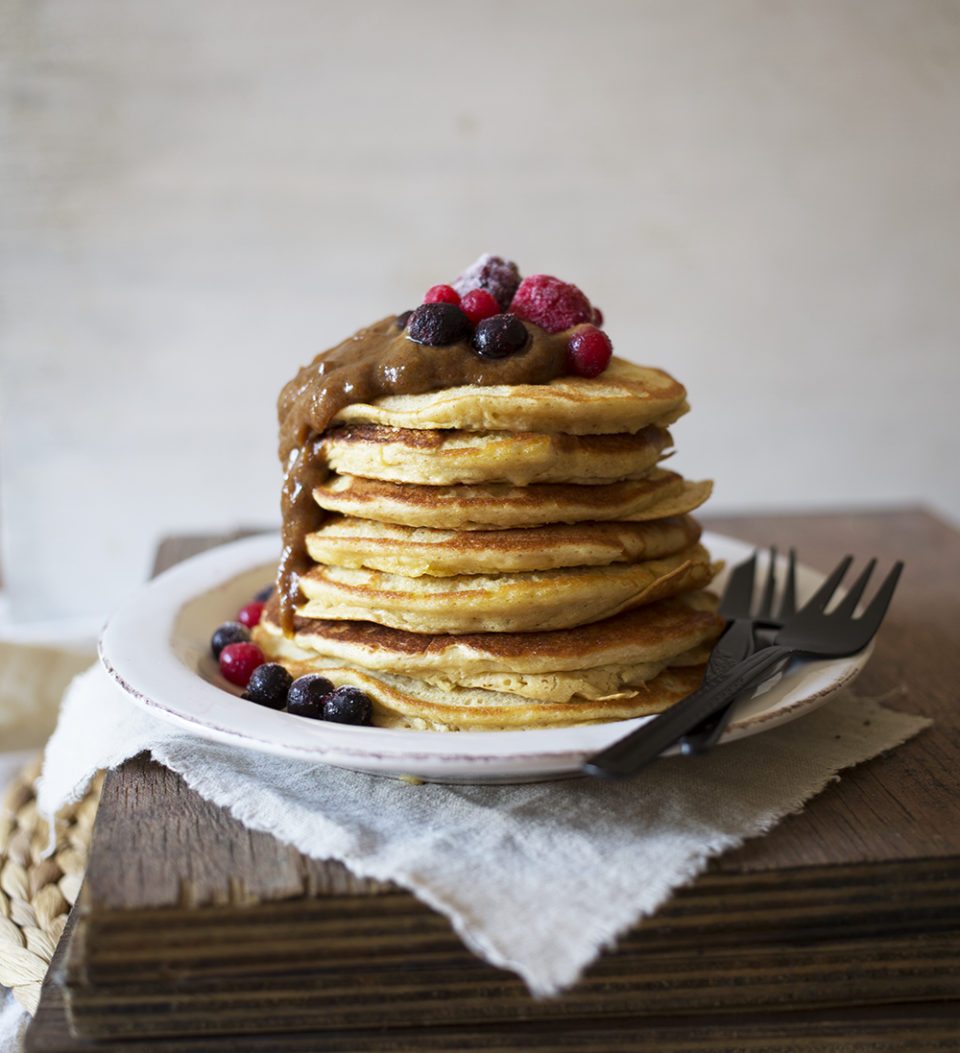 Chickpea Flour Pancakes and Date Caramel