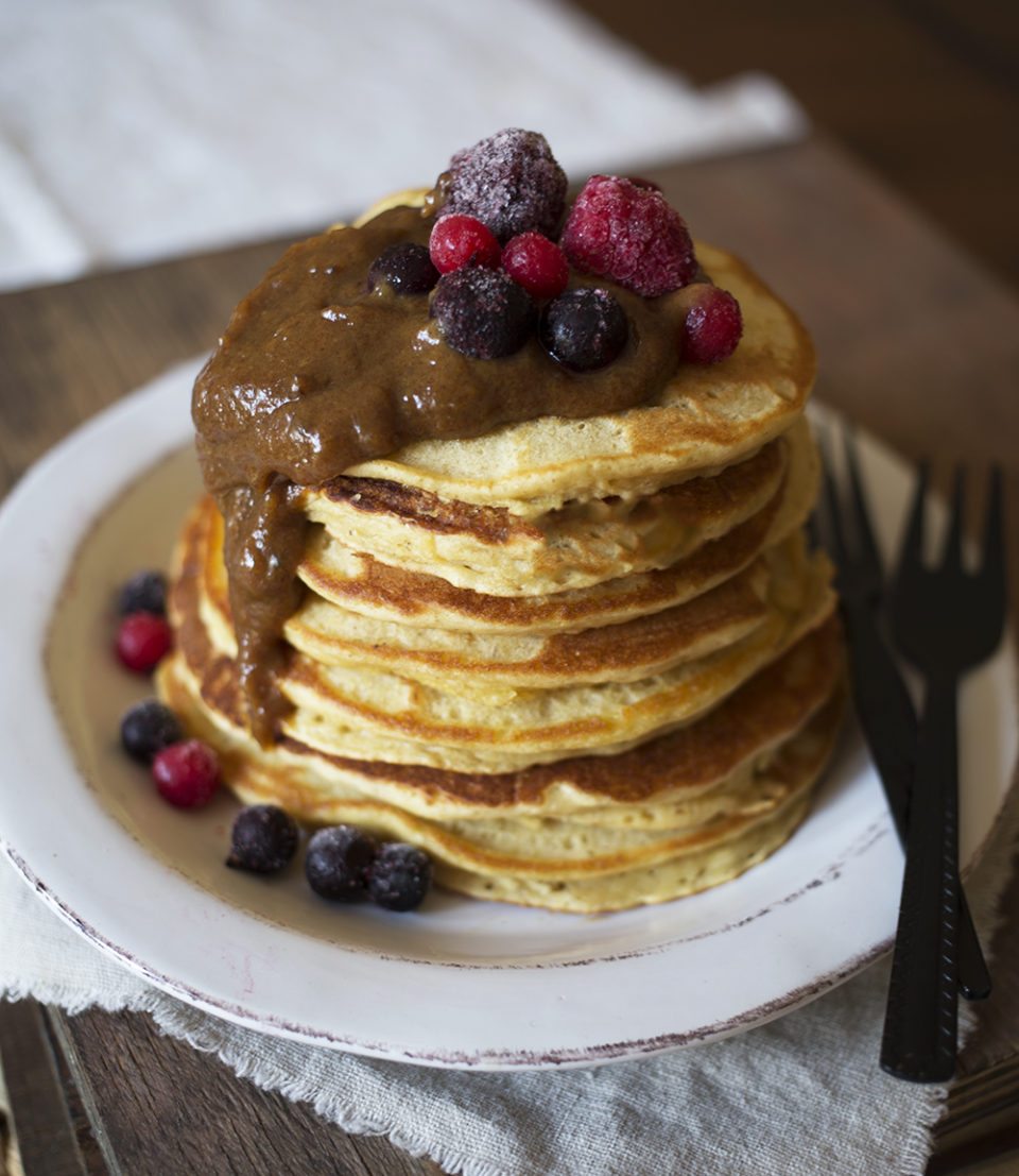 Chickpea Flour Pancakes and Date Caramel