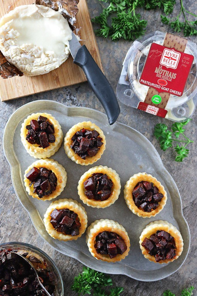 French Goat Cheese and Beet Puff Pastry Bites