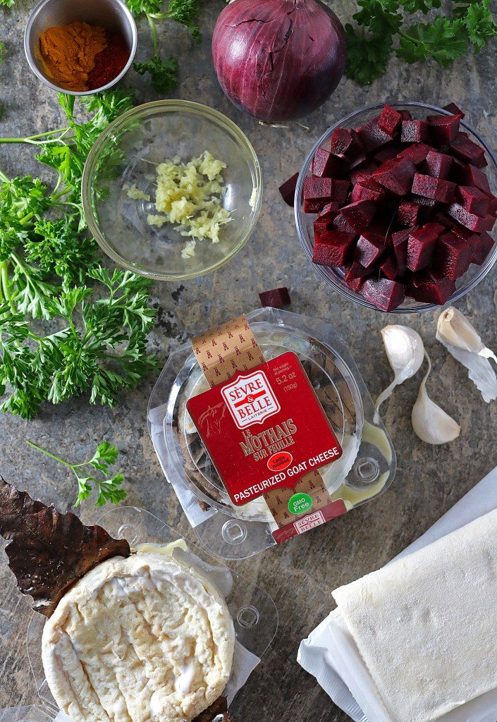 French Goat Cheese and Beet Puff Pastry Bites