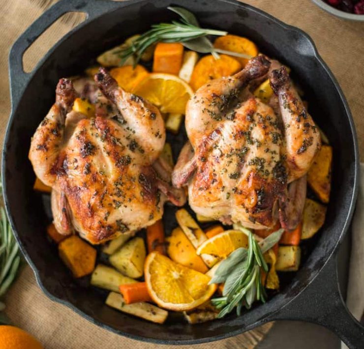 Herb Roasted Cornish Hens with Root Vegetables