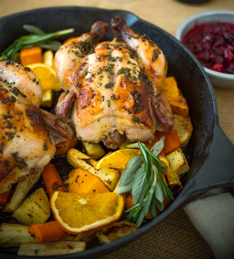 Herb Roasted Cornish Hens with Root Vegetables