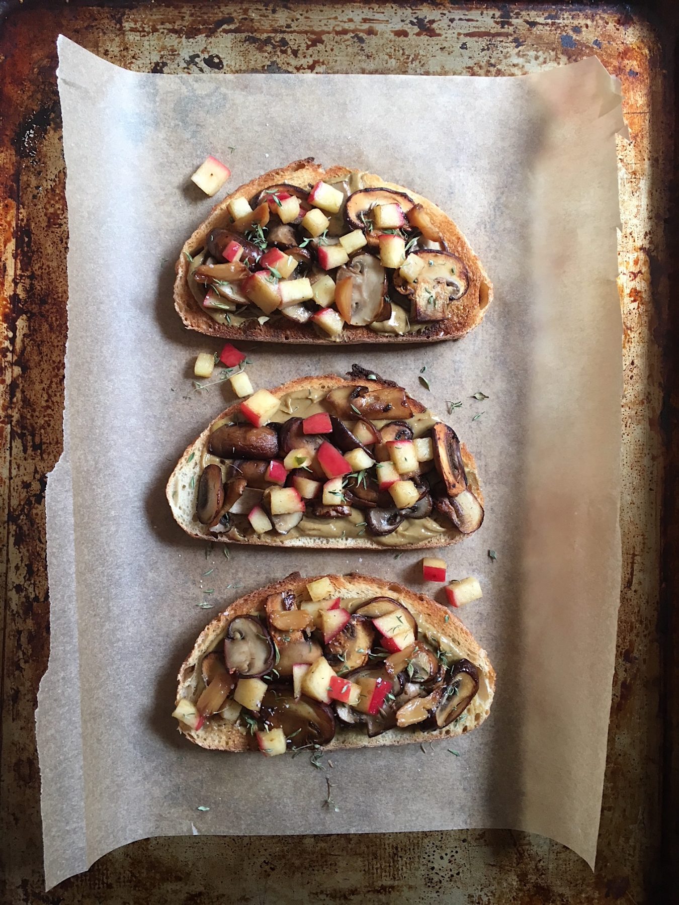 Savory Mushroom, Apple and Sunflower Toast