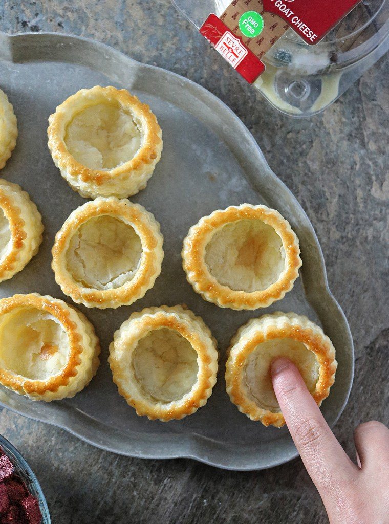 French Goat Cheese and Beet Puff Pastry Bites