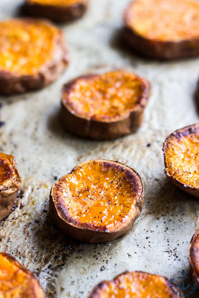 Brown Butter, Bacon, Parmesan and Sage Smashed Sweet Potatoes