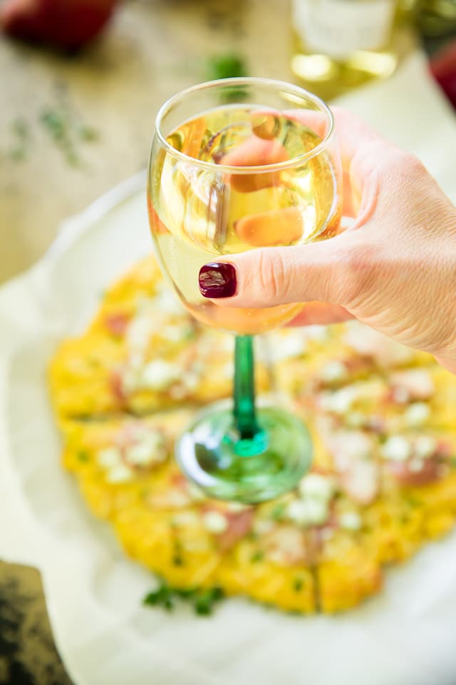 Riesling Wine Paired with Pear and Gorgonzola Flatbread