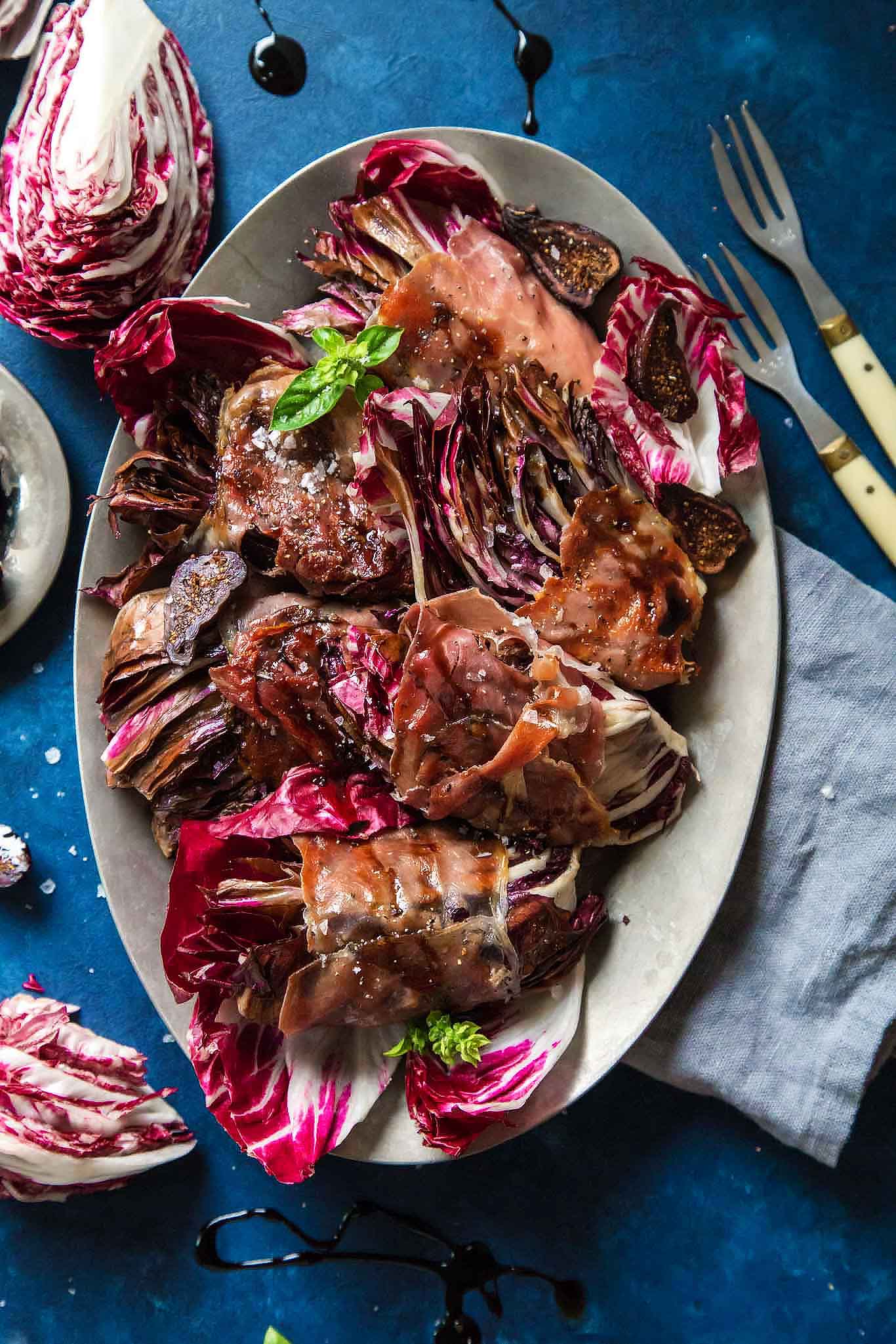 Prosciutto-Wrapped Radicchio and Balsamic Fig Sauce