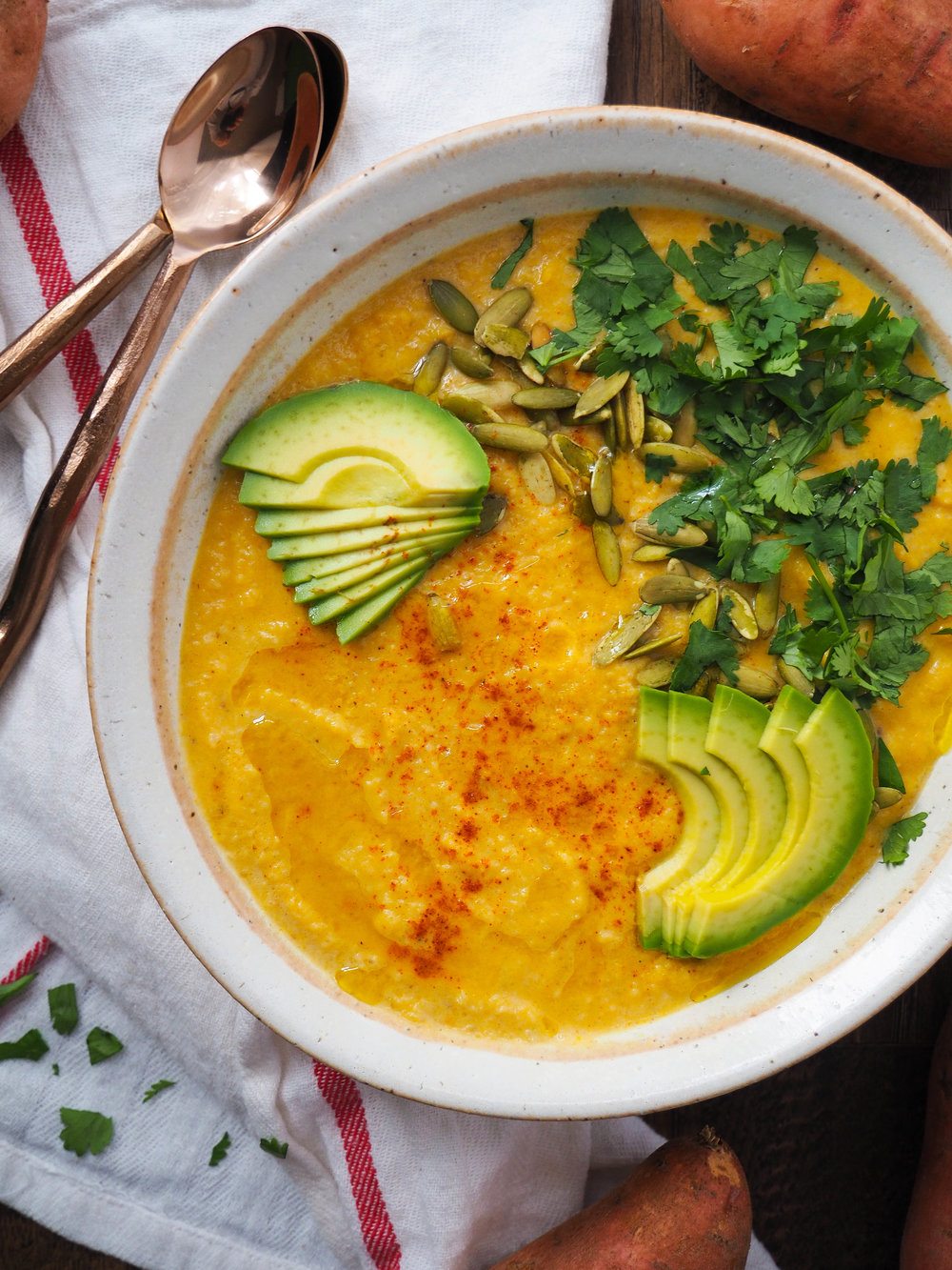 Roasted Cauliflower and Sweet Potato Soup