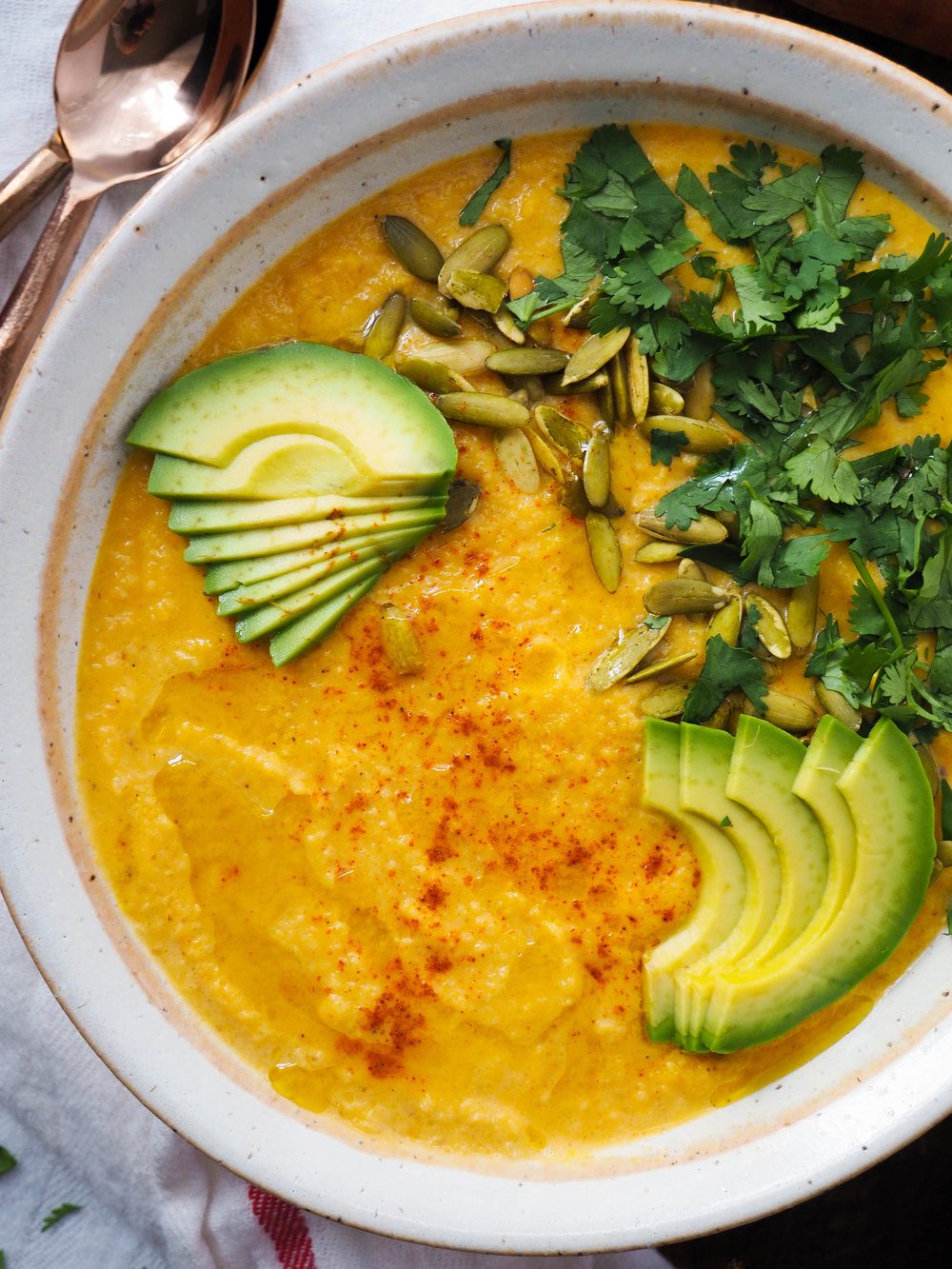 Roasted Cauliflower and Sweet Potato Soup