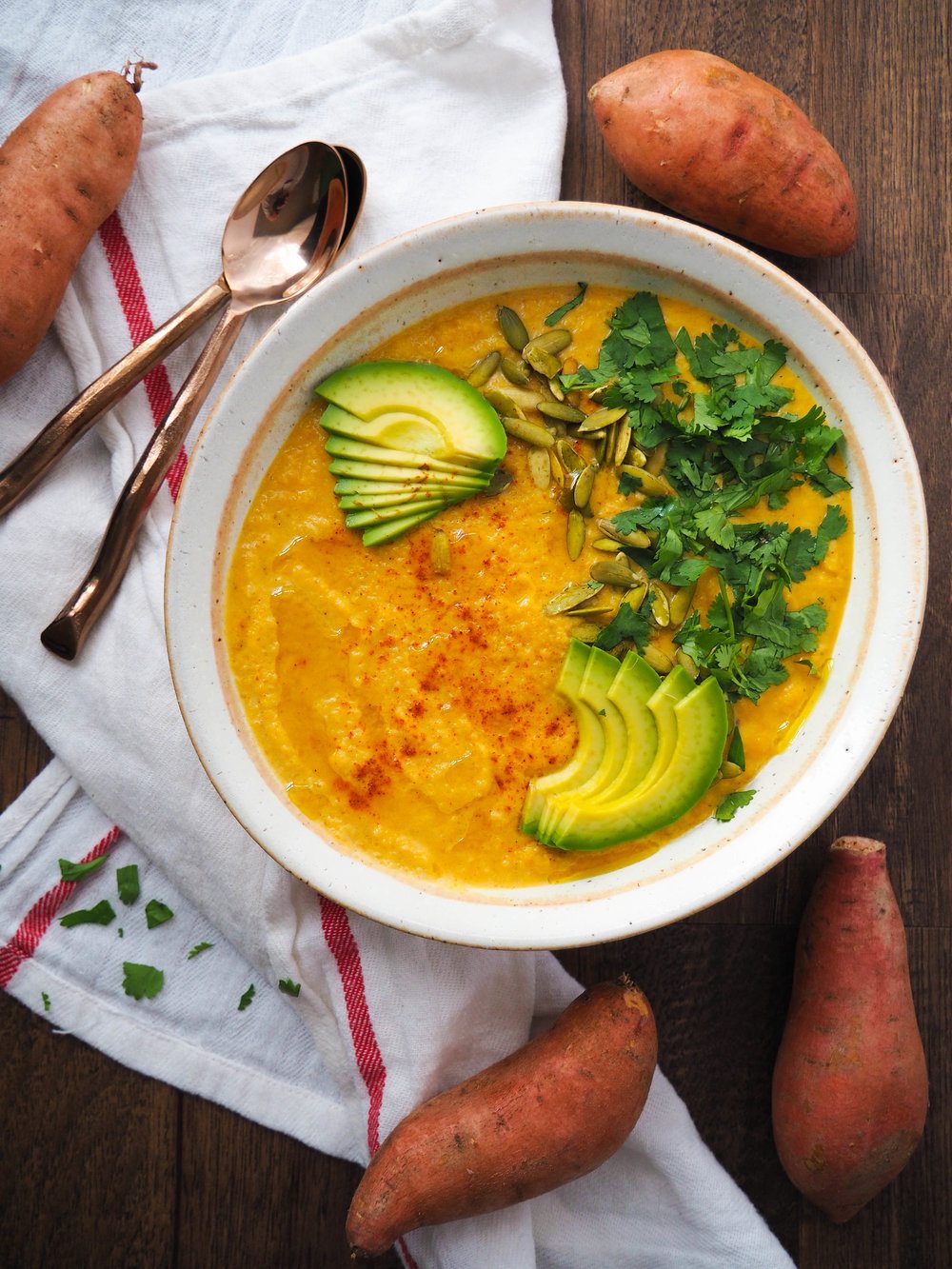 Roasted Cauliflower and Sweet Potato Soup