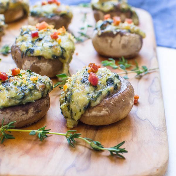 Creamed Spinach Stuffed Mushrooms