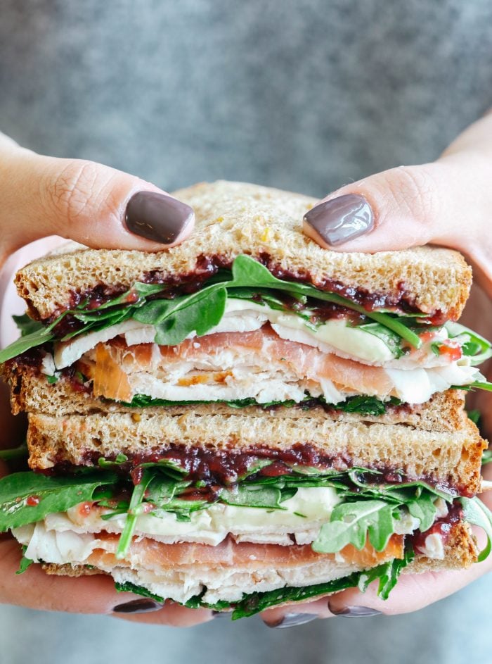 Brie, Cranberry, Turkey, and Prosciutto Sandwich