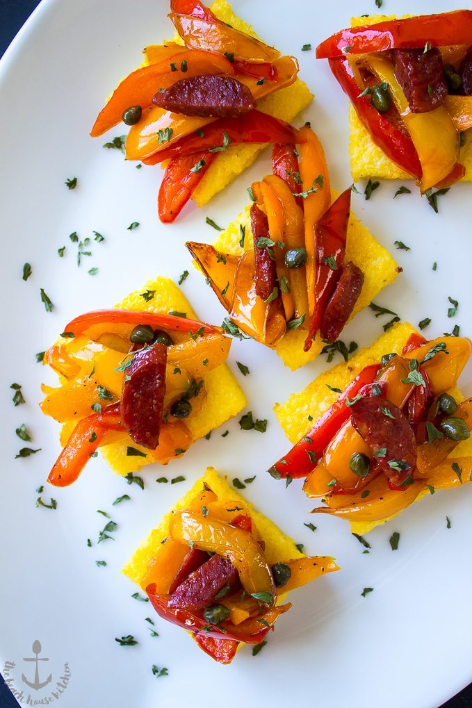 Chorizo and Sweet Pepper Polenta Bites