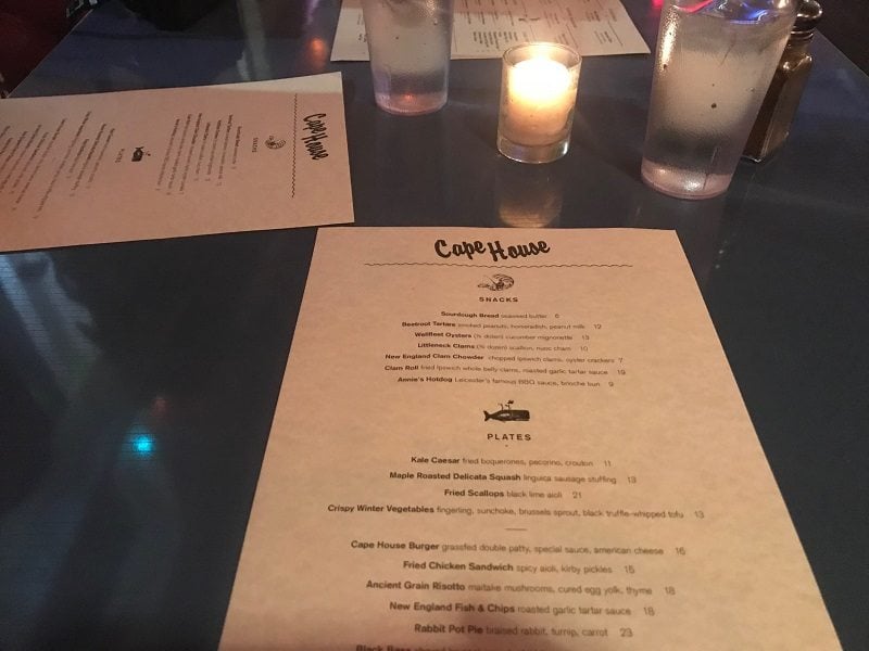 cape house menu