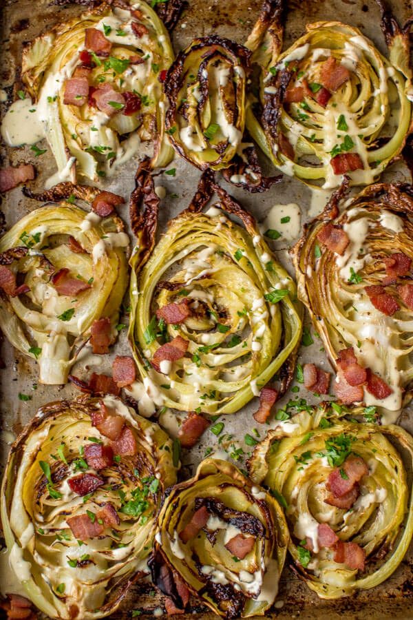 Garlic and Bacon Roasted Cabbage with Pinot Noir