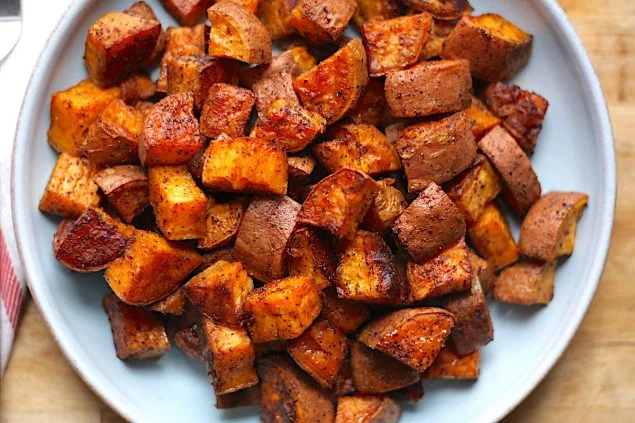 Chili and Garlic Roasted Sweet Potatoes