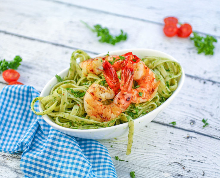 Chimichurri-Fettuccine-Grilled-Shrimp