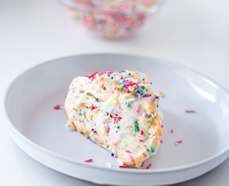 Sprinkle-Loaded Birthday Cake Scones