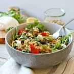 Farro Arugula Salad with Roasted Asparagus and Burrata