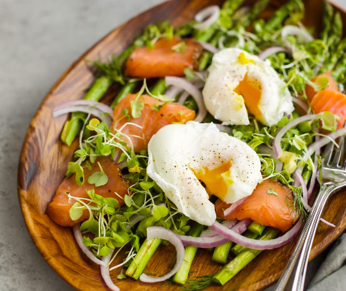 Asparagus Salad with Smoked Salmon and Poached Egg