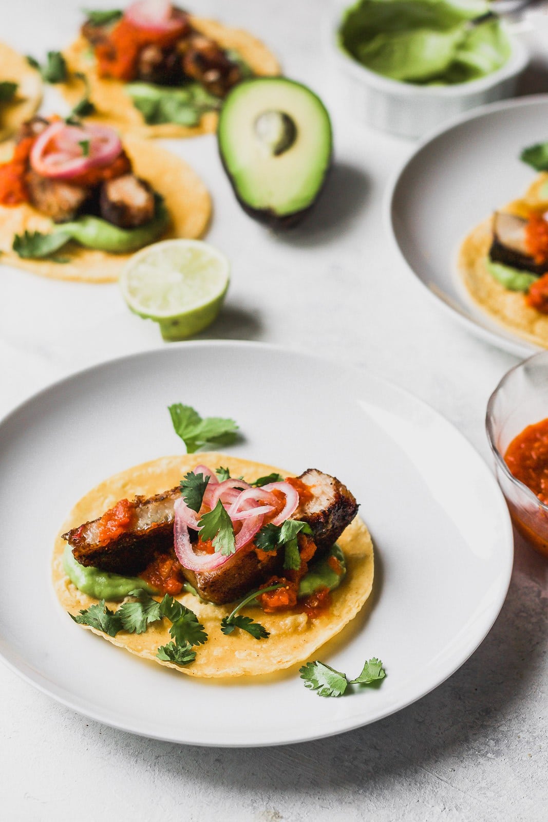 Pork Belly Tacos and Avocado Cream