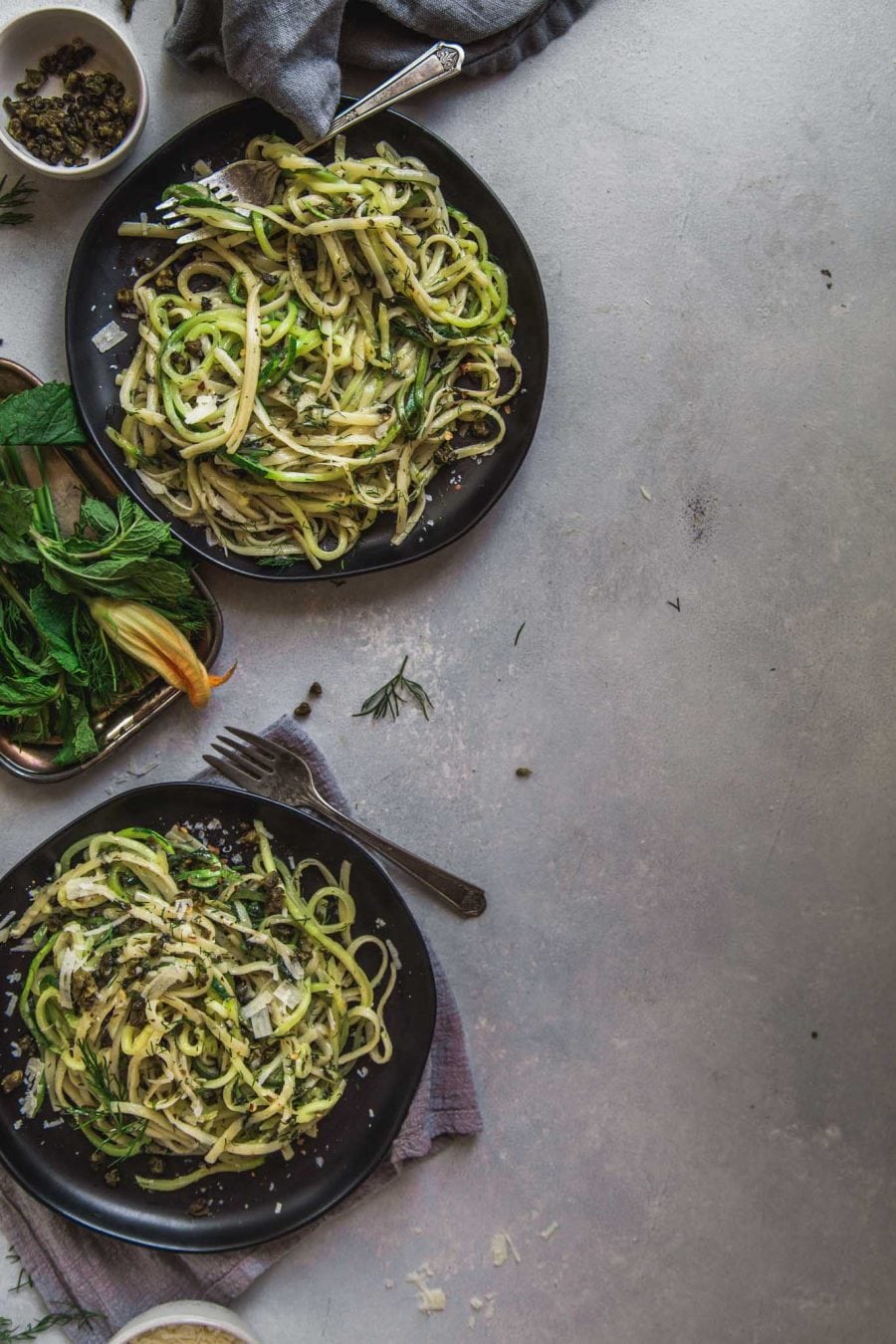 Half & Half: Linguini with Divine Flavor Zucchini Noodles, Herbs ...