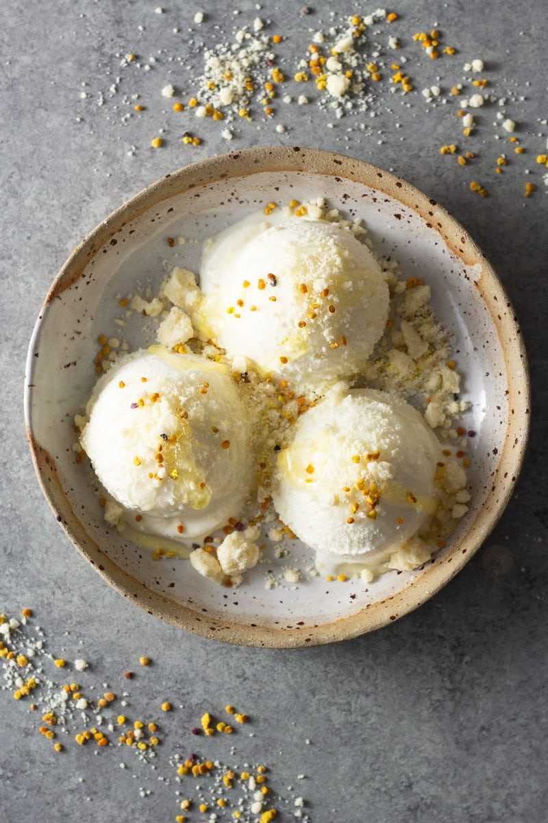 Milk And Honey Ice Cream With Milk Powder Crumble