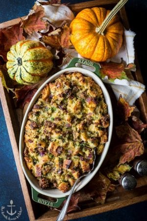 Cornbread and Sourdough Stuffing with Sausage and Fresh Herbs