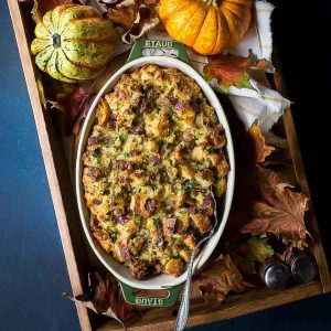 Cornbread Sourdough Stuffing with Sausace and Herbs Recipe Honest Cooking