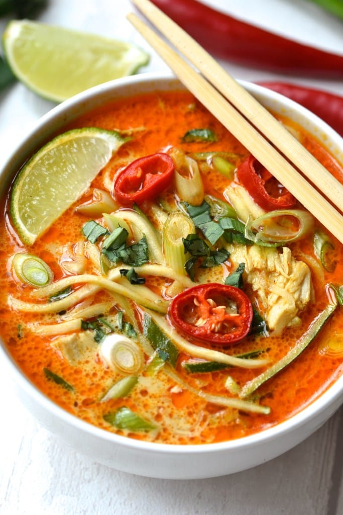 Zucchini Noodle Thai Curry Soup