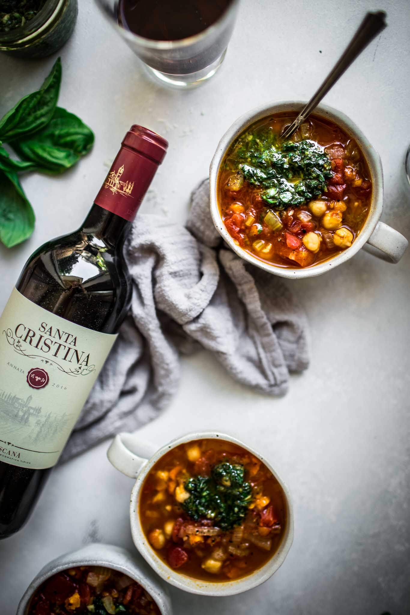 Wine Pairing: Instant Pot Bean Soup with Pesto and Santa Cristina