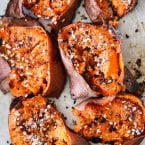 Roasted Sweet Potatoes with Everything Seasoning